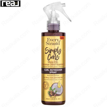 اسپری طراوت‌بخش فر مو Every Strand Simply Curls Curl Refresher Spray حاوی روغن شی باتر، روغن نارگیل و ویتامین E مناسب موهای فر و موج‌دار حجم 236 میلی‌لیتر