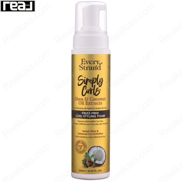 فوم حالت دهنده مو فر Every Strand Simply Curls حاوی شی باتر و روغن نارگیل برای کاهش وز و افزایش درخشندگی مو 236 میلی‌لیتر