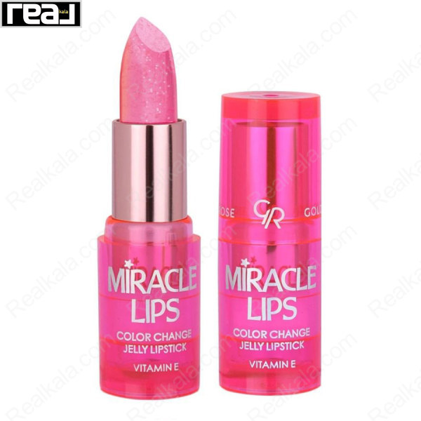 رژ لب حرارتی ژله‌ای گلدن رز مدل Miracle Lips شماره ۱۰۱ با طراحی صورتی و بافت شفاف