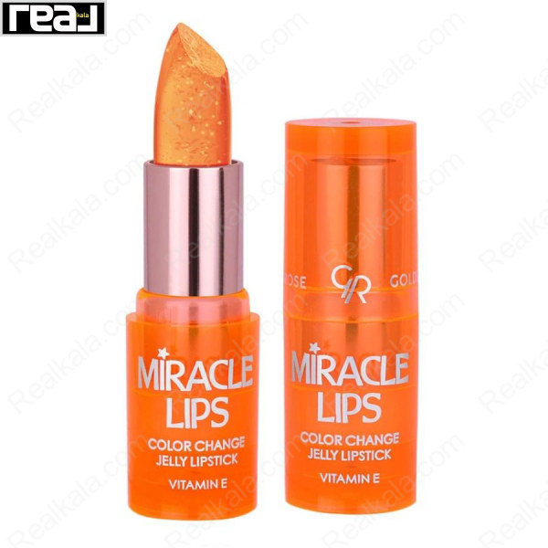 رژ لب حرارتی ژله ای گلدن رز سری میراکل لیپس شماره 103 نارنجی حاوی ویتامین E