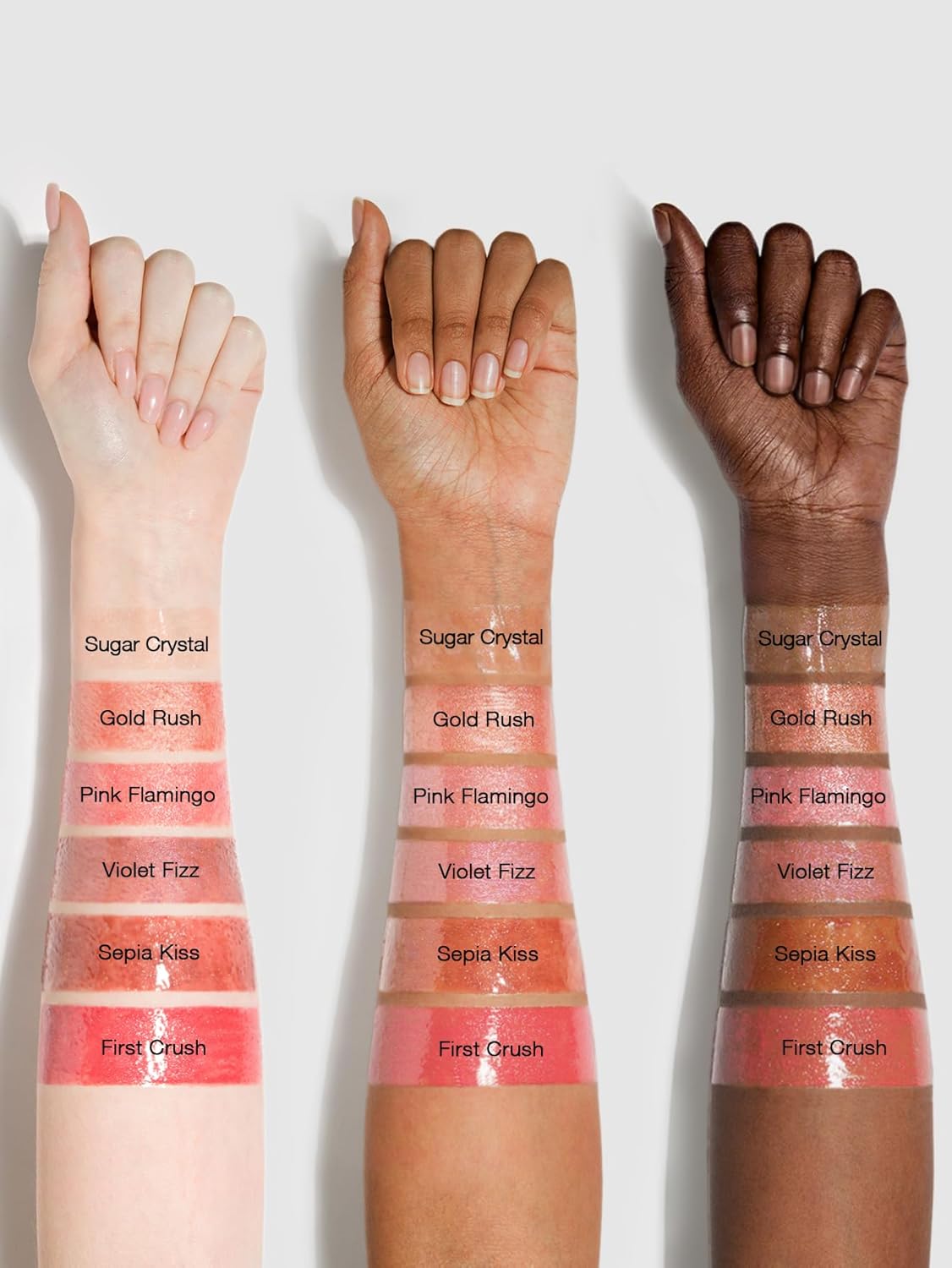 تست روی دست رژ لب قلمی شیگلم رنگ Gold Rush اکلیلی