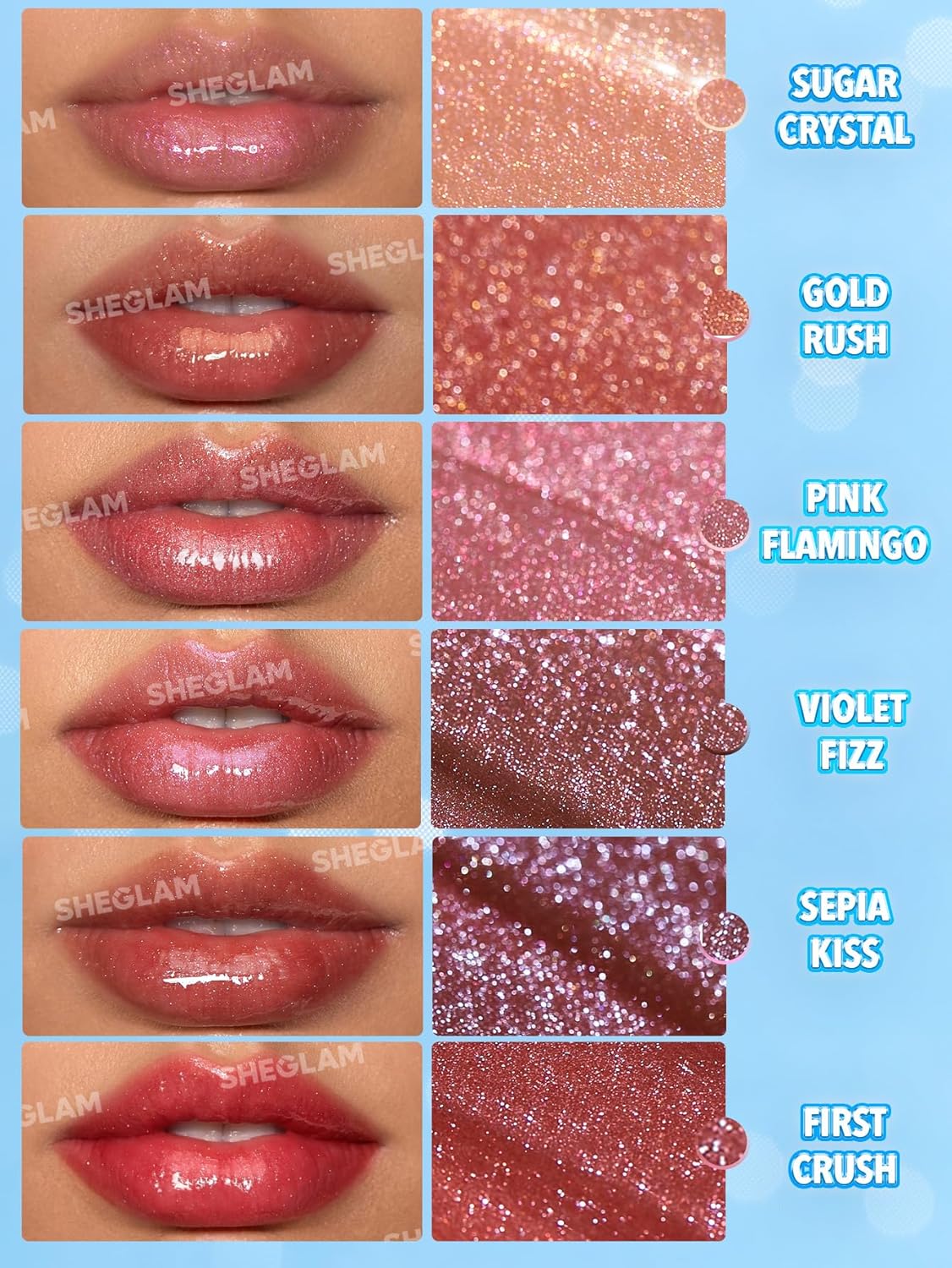 تست روی لب رژ لب قلمی شیگلم رنگ Pink Flamingo اکلیلی