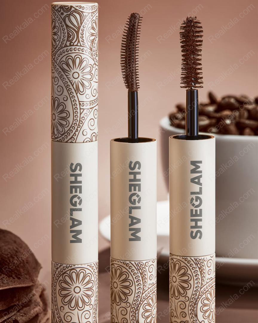 نمای واقعی از ریمل دو طرفه ضد آب شیگلم رنگ قهوه ای