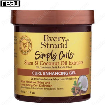 ژل حالت دهنده مو Every Strand Simply Curls Shea & Coconut Oil Curl Enhancing Gel برای تقویت، درخشش و تعریف ماندگار فر مو حجم 425 گرم