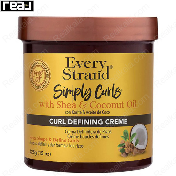 کرم تعریف‌کننده فر مو Every Strand Simply Curls with Shea & Coconut Oil Curl Defining Cream برای حالت‌دهی و تقویت موهای فر حجم 425 گرم