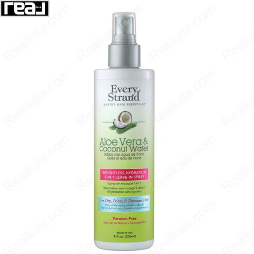 اسپری مو چند کاره اوری استرند حاوی آلوئه‌ ورا و آب نارگیل Every Strand 5 In 1 Weightless Hydration 236ml