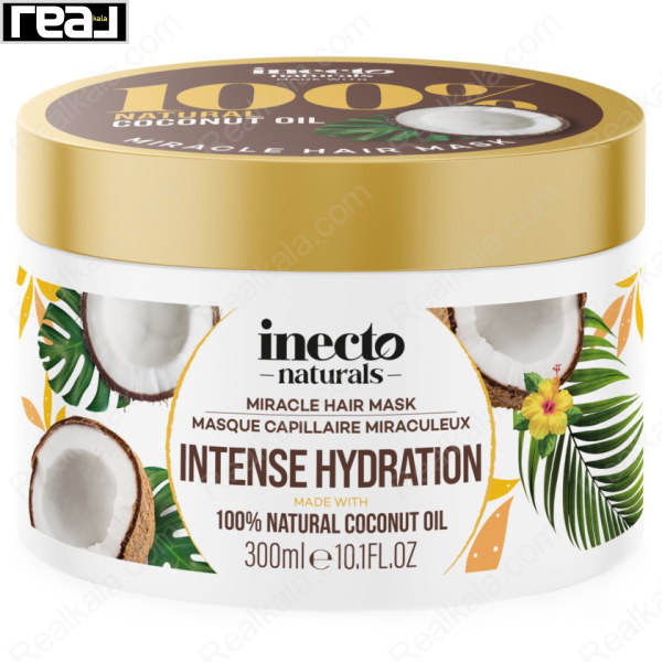 ظرف ماسک موی inecto با طراحی نارگیلی و درب طلایی