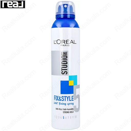 اسپری حالت‌ دهنده 24 ساعته لورال ضد وز و ضد رطوبت Loreal Studio Line Fix Style Strong Hold 5