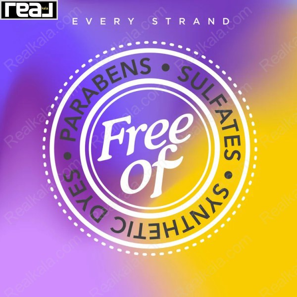نشان Free Of در محصولات Every Strand بیانگر فاقد پارابن، سولفات و رنگ‌های مصنوعی در فرمول محصولات مراقبت از مو