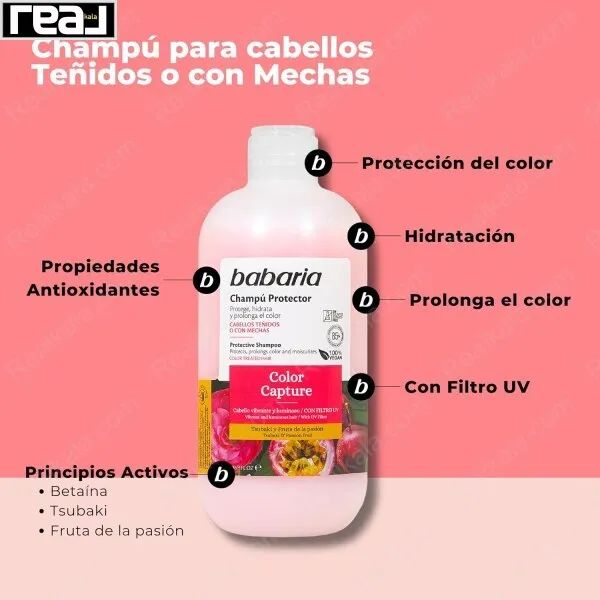 شامپو تثبیت کننده رنگ مو باباریا Babaria Color Capture Shampoo 500ml