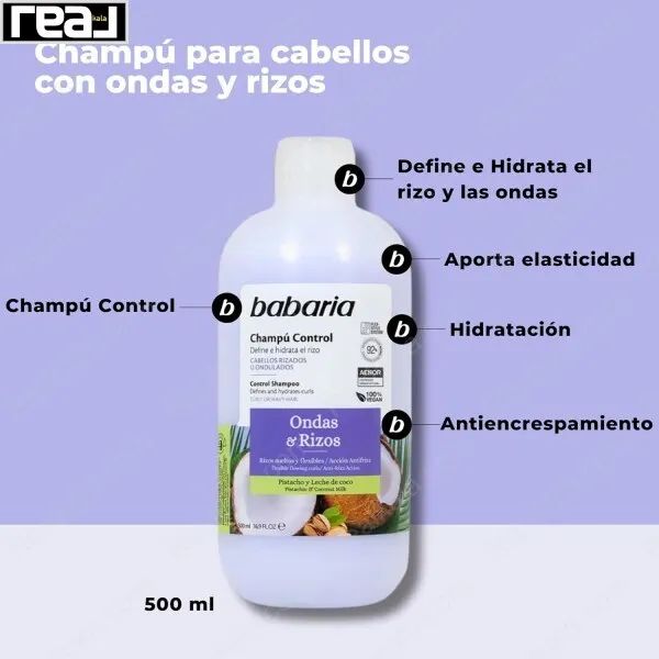 شامپو کنترل کننده فر مو باباریا Babaria Control Shampoo Only Curls 500ml