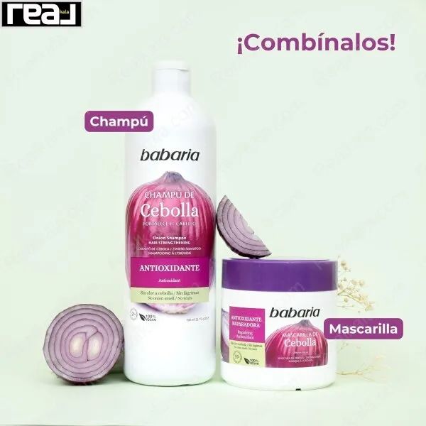 ماسک ترمیم کننده مو باباریا حاوی عصاره پیاز Babaria Anti Oxidant Onion Hair Mask 400ml