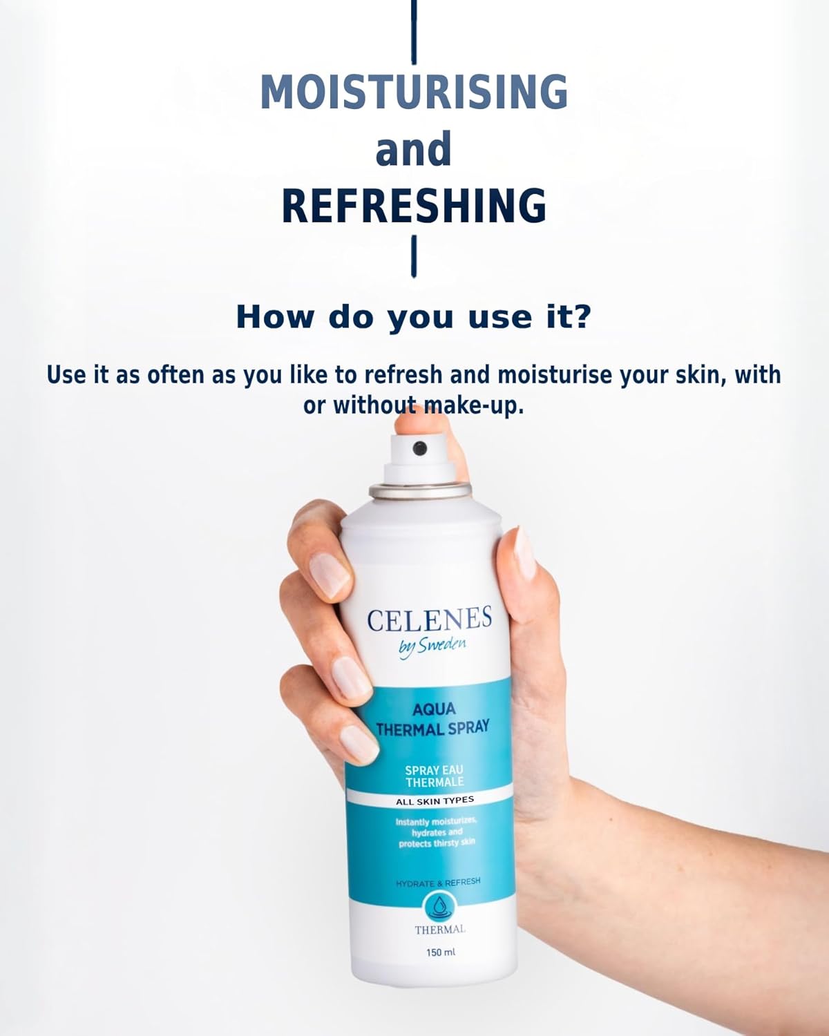 اسپری آبرسان صورت سلنس رطوبت‌ رسان فوری و محافظ پوست CELENES Aqua Thermal 150ml