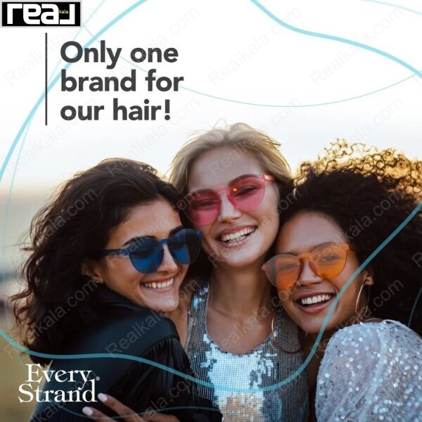 نمایش موهای سالم و درخشان پس از استفاده از شیر مو Every Strand با پیام Only one brand for our hair