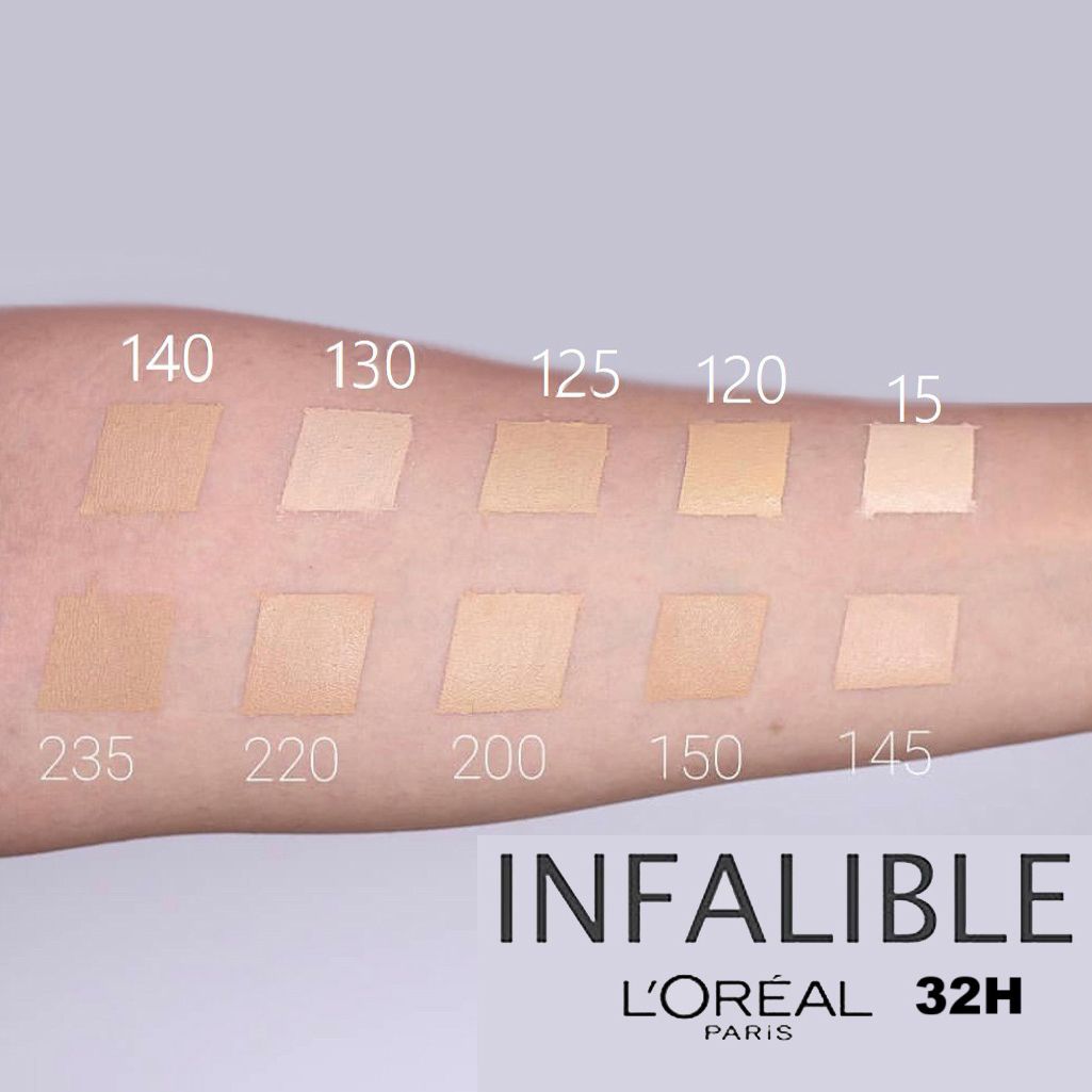 تست رنگ کرم پودر لورال اینفالیبل شماره ۲۲۰ ماندگاری ۳۲ ساعته