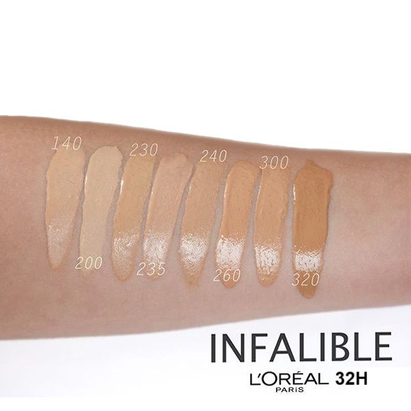 تست رنگ کرم پودر لورال اینفالیبل شماره ۳۰۰ ماندگاری ۳۲ ساعته