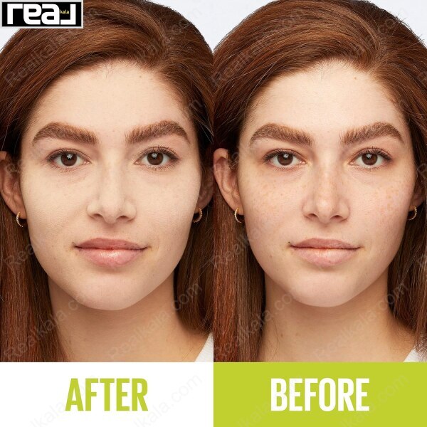 قبل و بعد مصرف پنکک Maybelline مدل Hybrid شماره 20 مناسب رنگ پوست متوسط