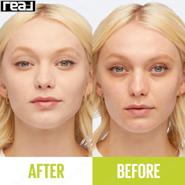 قبل و بعد مصرف پنکک Maybelline مدل Hybrid شماره 03 مناسب پوست خیلی روشن