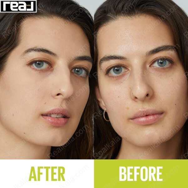 قبل و بعد مصرف پنکک Maybelline مدل Hybrid شماره 10 مناسب پوست نرمال با ته مایه خنثی
