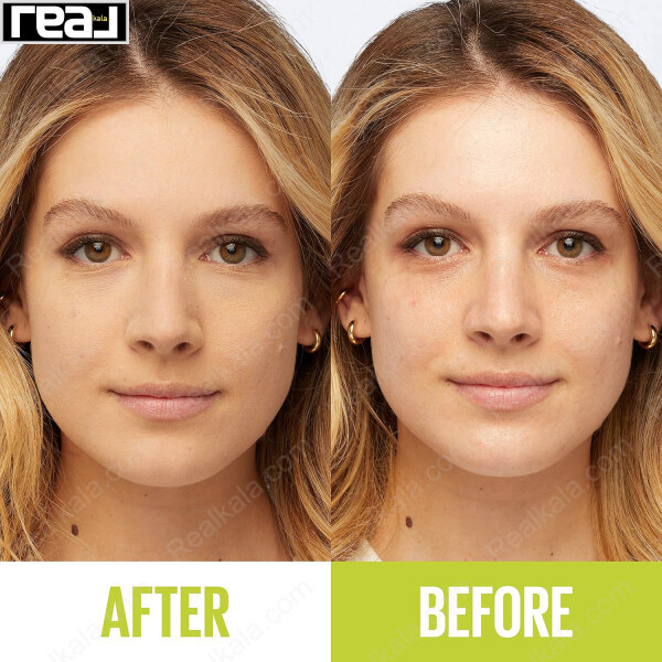 قبل و بعد مصرف پنکک Maybelline مدل Hybrid شماره 21 مناسب پوست متوسط با ته مایه خنثی