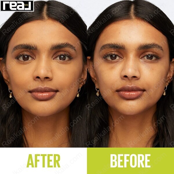 قبل و بعد مصرف پنکک Maybelline مدل Hybrid شماره 48 مناسب پوست سبزه