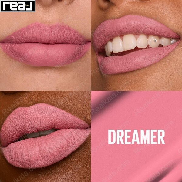 تصویر رژ لب Maybelline Super Stay Matte Ink شماره 10 Dreamer روی تناژهای مختلف پوست