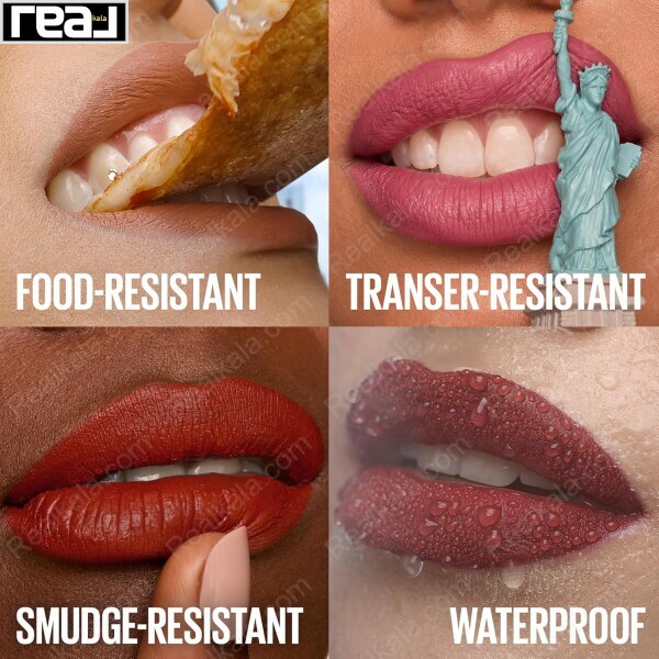 رژ لب میبلین سوپر استی مات اینک با مقاومت بالا در برابر غذا، تماس، لک و رطوبت