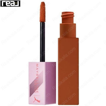 نمای نزدیک از رژ لب Maybelline شماره 09 Unapologetic با رنگ قرمز قهوه ای مات