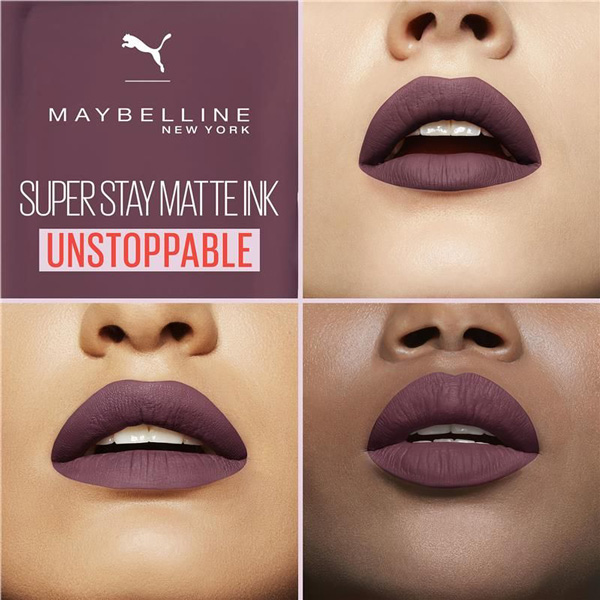 تست روی لب رژ لب Maybelline شماره 12 Unstoppable با تناژ پوستی مختلف