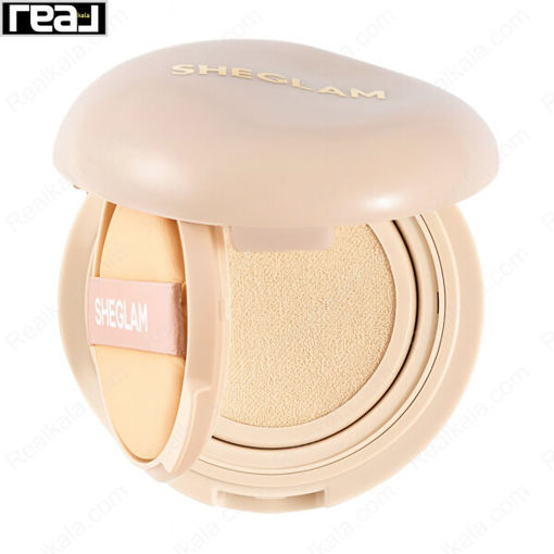 کوشن شیگلم رنگ پرسلین ضد آب و ۴۸ ساعته Sheglam Cushion Foundation Lock & Go 48H Waterproof Porcelain
