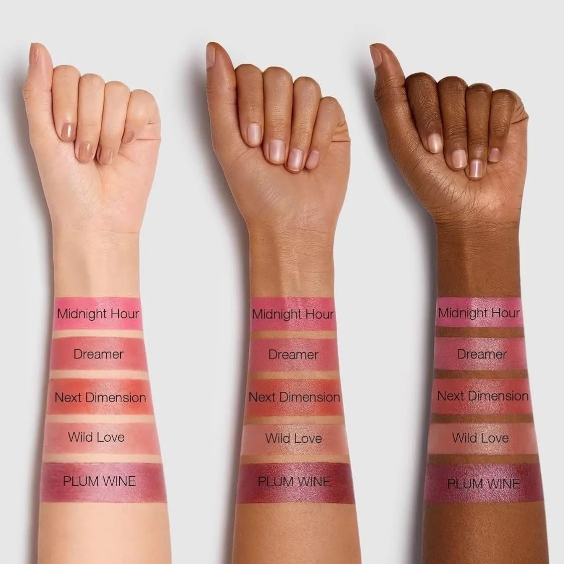 تست رنگ رژگونه شیگلم Next Dimension روی سه تن پوست