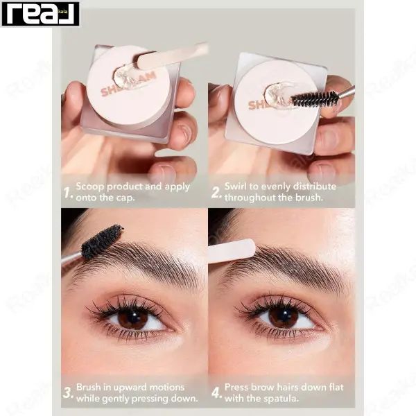 آموزش مرحله‌ به‌ مرحله استفاده از ژل حالت‌ دهنده ابرو شیگلم مدل Set Me Up Crystal Clear