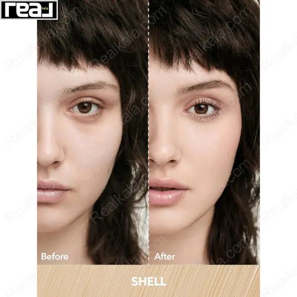 نمای قبل و بعد از استفاده کانسیلر شیگلم مدل 12H Full Coverage رنگ Shell