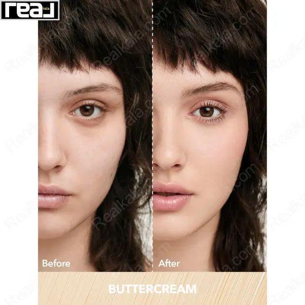 نمای قبل و بعد از استفاده کانسیلر شیگلم مدل 12H Full Coverage رنگ ButterCream