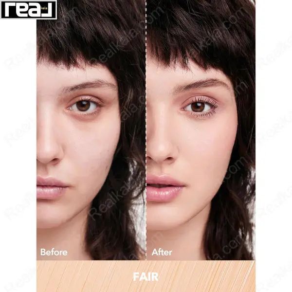 نمای قبل و بعد از استفاده کانسیلر شیگلم مدل 12H Full Coverage رنگ Fair