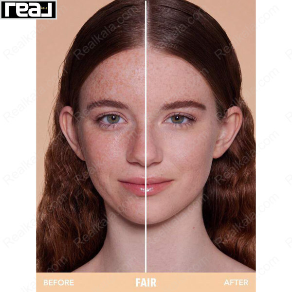 نمای قبل و بعد تست رنگ پنکک شیگلم مدل Skin Focus رنگ Fair روی پوست