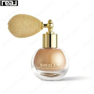 نمای روبروی بادی میست هایلایتر Sheglam مدل Go Go Glow رنگ Gilded Glow با طراحی طلایی و افکت براق