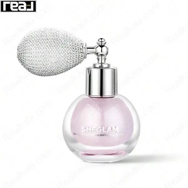 نمای روبروی بادی میست هایلایتر Sheglam مدل Go Go Glow رنگ Love Bomb با طراحی صورتی بنفش و افکت براق