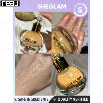 نمای افکت طلایی بادی میست Sheglam مدل Gilded Glow روی پوست دست با درخشش منشوری