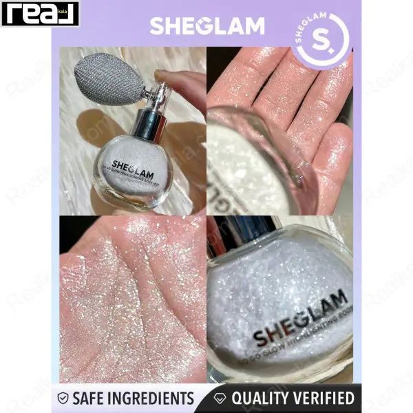 نمای افکت مرواریدی بادی میست Sheglam مدل Frosted Opal روی پوست دست با درخشش یخی	