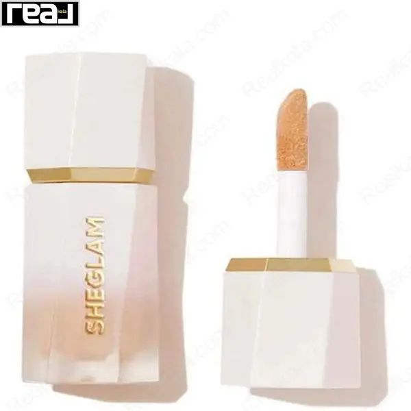 نمای روبروی هایلایتر مایع Sheglam مدل Glow Bloom رنگ Tea Cake با اپلیکاتور دقیق و طراحی مینیمال