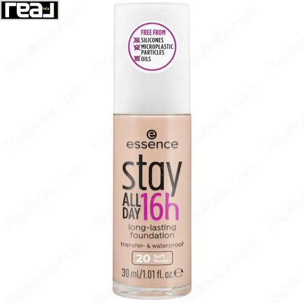 بطری کرم پودر Essence مدل Stay All Day 16h رنگ Soft Nude