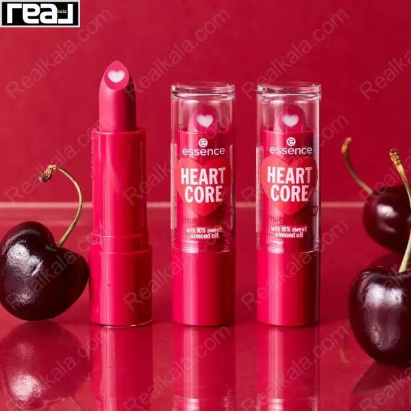 بالم لب Essence Crazy Cherry با طراحی قلبی و گیلاس های تزئینی
