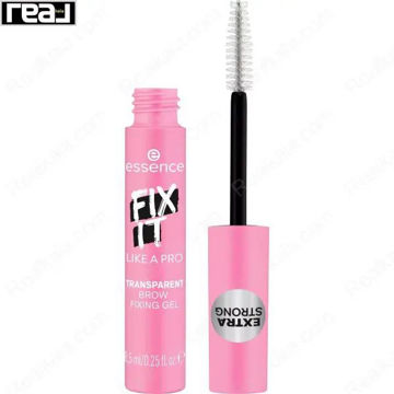 نمای صورتی ژل ابرو Essence مدل Fix It Like A Pro با برس سفید	