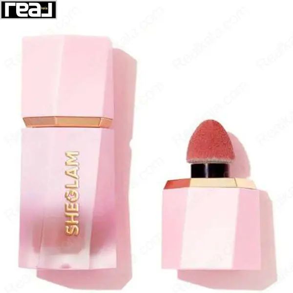 رژگونه مایع Sheglam مدل Rose Ritual با اپلیکاتور اسفنجی و بسته‌بندی صورتی-طلایی