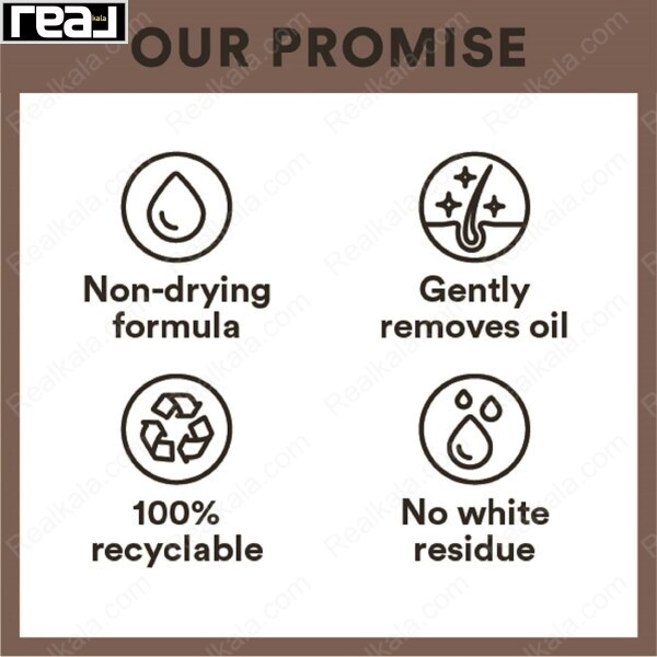 اینفوگراف رسمی برند Batiste مثل فرمول غیر خشک‌کننده، حذف چربی، و بسته‌بندی قابل بازیافت