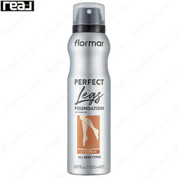 اسپری پوشاننده بدن Flormar مدل Perfect Legs رنگ مدیوم با طراحی نقره‌ای