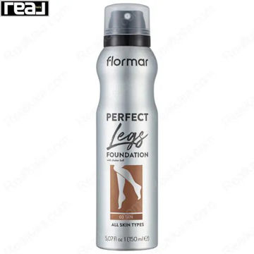 اسپری پوشاننده بدن Flormar مدل Perfect Legs رنگ Tan با طراحی نقره‌ای