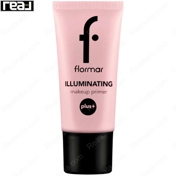 تیوب صورتی پرایمر Illuminating با درب مشکی و لوگوی Flormar