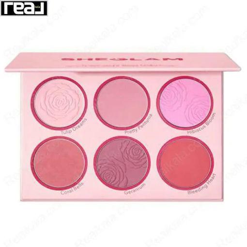پالت رژگونه شیگلم شش رنگ مدل بلاشینگ باگت Sheglam Floral Flush Blush Palette Blushing Bouquet